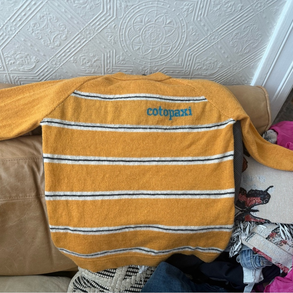 Cotopaxi Men's Crewneck Sweater - Mustard and Gray Stripes